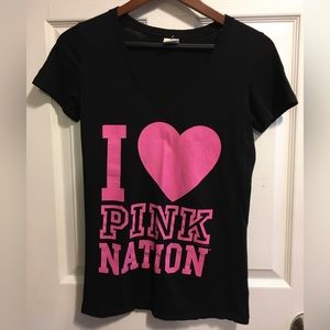 EUC Pink Victoria’s Secret I Love Pink Nation Tee. Size S.